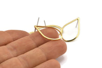 Brass Drop Earring, 10 Raw Brass Drop Stud Earrings (26x16x1mm) A1698 A1916