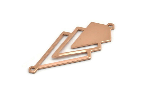 Rose Gold Triangle Charm, 2 Rose Gold Plated Brass Diamond Charms With 2 Loops (51x22x1mm) M01149 Q1049