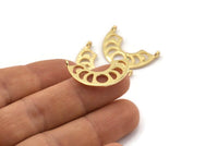 Moon Phases Pendant, 2 Gold Plated Brass Semi Circle Pendants With 2 Loops (27x8x1mm) BS 2068 Q1030
