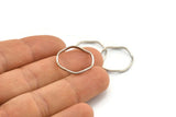 Silver Circle Rings, 12 Silver Tone Brass Wavy Circle Rings, Connectors (20x0.80x1.5mm) E192 H1599