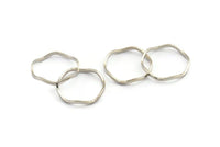 Silver Circle Rings, 12 Silver Tone Brass Wavy Circle Rings, Connectors (18.50x0.80x1.5mm) E191 H1597