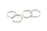 Silver Circle Rings, 12 Silver Tone Brass Wavy Circle Rings, Connectors (18.50x0.80x1.5mm) E191 H1597