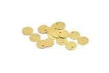 Brass Round Charm, 100 Textured Raw Brass Round Tags With 1 Hole (10mm) A1925