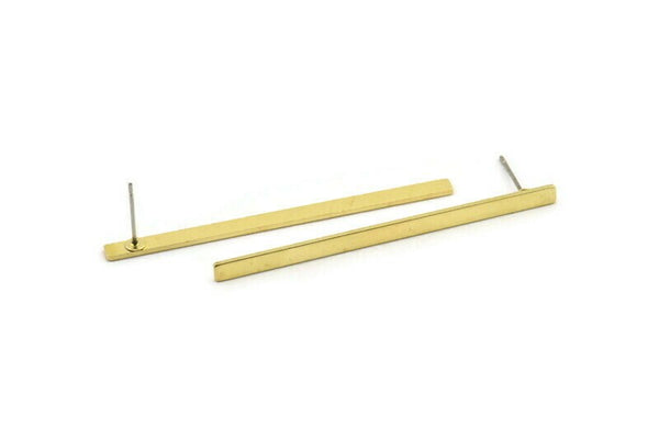 Brass Stick Earring, 4 Raw Brass Stick Stud Earrings (55x3x1mm) Y165 A1799