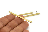 Brass Stick Earring, 4 Raw Brass Stick Stud Earrings (55x3x1mm) Y165 A1799