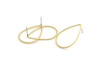 Brass Drop Earring, 10 Raw Brass Drop Stud Earrings (32x22x1mm) Bs 1140 A1755