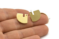 Earring Studs, 8 Raw Brass -  Geometric Stud Earrings - Brass Earrings - Earrings (14x14.5x1mm) D1152 A1837