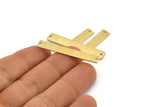 Brass Rectangle Bar, 12 Textured Raw Brass Stamping Blanks With 2 Holes, Necklace Bar (40x6x0.80mm) M01482