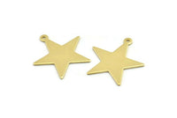 Brass Star Charm, 12 Raw Brass Star Charms With 1 Loop (24x22x0.80mm) M01489