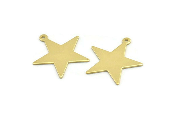 Brass Star Charm, 12 Raw Brass Star Charms With 1 Loop (24x22x0.80mm) M01489