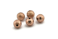 Rose Gold Ball Bead, 12 Rose Gold Plated Brass Spacer Beads, Findings (8mm) D1267 Q0706