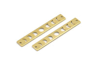 Brass Rectangle Charm, 12 Raw Brass Moon Phases Charms With 2 Holes, Stamping Blanks (40x6x0.80mm) M01491