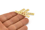 Brass Rectangle Blank, 10 Textured Raw Brass Moon Phases Stamping Blanks (40x6x0.80mm) M01483