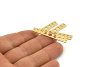 Brass Rectangle Charm, 10 Textured Raw Brass Moon Phases Charms With 2 Holes, Stamping Blanks (40x6x0.80mm) M01485
