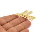 Brass Rectangle Charm, 10 Textured Raw Brass Moon Phases Charms With 2 Holes, Stamping Blanks (40x6x0.80mm) M01485