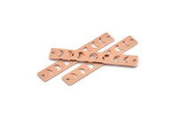 Copper Rectangle Charm, 10 Raw Copper Moon Phases Charms With 2 Holes (40x6x0.80mm) M01479