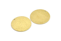 Brass Round Charm, 4 Hammered Raw Brass Stamping Blanks With 1 Hole, Stamping Tags (30x0.80mm) M01503