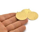 Brass Round Charm, 4 Textured Raw Brass Stamping Blanks With 1 Loop, Stamping Tags (33x30x0.80mm) M01499