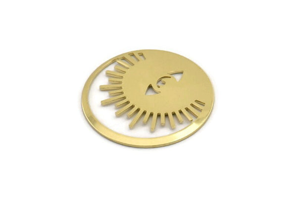Brass Eye Charm, 4 Raw Brass Eye Charms (30x0.80mm) M01498