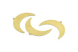 Brass Moon Charm, 10 Raw Brass Crescent Moon With 1 Loop (36x12x0.80mm) M01457