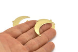 Brass Moon Charm, 10 Raw Brass Crescent Moon With 1 Loop And 2 Holes (36x12x0.80mm) M01461