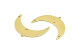 Brass Moon Charm, 10 Raw Brass Crescent Moon With 1 Loop And 3 Holes (36x12x0.80mm) M01460