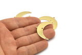 Brass Moon Charm, 10 Raw Brass Crescent Moon With 1 Loop And 3 Holes (36x12x0.80mm) M01460