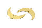 Brass Moon Charm, 10 Textured Raw Brass Crescent Moon With 1 Loop And 1 Hole (36x12x0.80mm) M01463