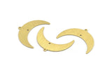 Brass Moon Charm, 10 Textured Raw Brass Crescent Moon With 1 Loop And 1 Hole (36x12x0.80mm) M01463
