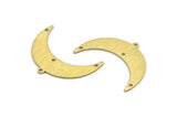 Brass Moon Charm, 10 Textured Raw Brass Crescent Moon With 1 Loop And 3 Holes (36x12x0.80mm) M01465