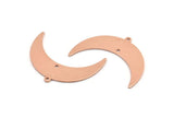 Copper Moon Charm, 10 Raw Copper Crescent Moon With 1 Loop And 1 Hole (36x12x0.80mm) M01473