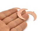 Copper Moon Charm, 10 Raw Copper Crescent Moon With 1 Loop And 1 Hole (36x12x0.80mm) M01473