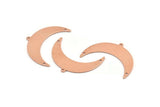 Copper Moon Charm, 10 Raw Copper Crescent Moon With 1 Loop And 2 Holes (36x12x0.80mm) M01474