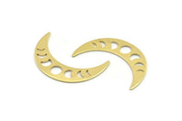 Brass Moon Blank, 10 Raw Brass Moon Phases Stamping Blanks (36x9x0.80mm) M01446