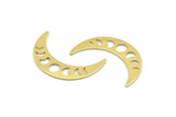 Brass Moon Blank, 10 Raw Brass Moon Phases Stamping Blanks (36x9x0.80mm) M01446