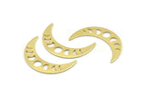 Brass Moon Blank, 10 Raw Brass Moon Phases Stamping Blanks (36x9x0.80mm) M01446