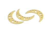 Pirinç Ay Tılsımı, 2 Delikli 10 Ham Pirinç Ay Evreleri Tılsımı (36x9x0,80 mm) M01447