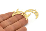 Brass Moon Charm, 10 Textured Raw Brass Moon Phases Charms With 1 Loop (36x12x0.80mm) M01452