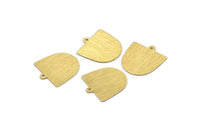 Brass D Shape,  24 Textured Raw Brass D Shape Charms With 1 Loop, Brass Blanks (18x17x0.50mm) M01372