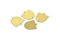Brass D Shape,  24 Textured Raw Brass D Shape Charms With 1 Loop And 1 Hole (18x17x0.50mm) M01375
