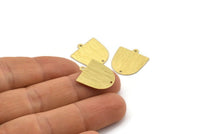 Brass D Shape,  24 Textured Raw Brass D Shape Charms With 1 Loop And 1 Hole (18x17x0.50mm) M01375