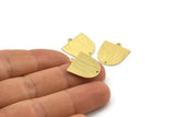 Brass D Shape,  24 Textured Raw Brass D Shape Charms With 1 Loop And 1 Hole (18x17x0.50mm) M01375