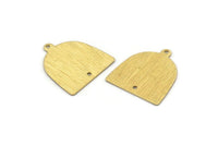 Brass D Shape,  24 Textured Raw Brass D Shape Charms With 1 Loop And 1 Hole (18x17x0.50mm) M01374