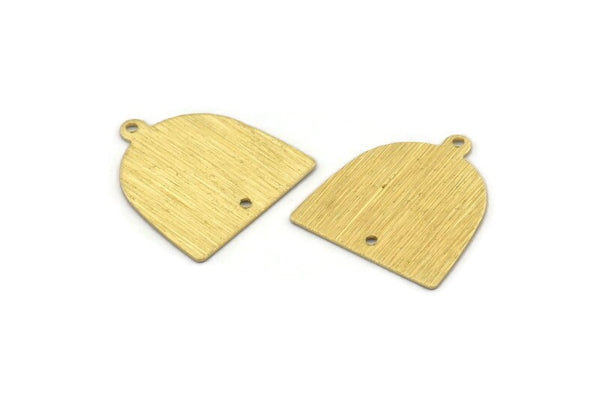 Brass D Shape,  24 Textured Raw Brass D Shape Charms With 1 Loop And 1 Hole (18x17x0.50mm) M01374