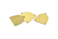 Brass D Shape,  24 Textured Raw Brass D Shape Charms With 1 Loop And 2 Holes (18x17x0.50mm) M01376