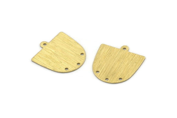 Brass D Shape,  24 Textured Raw Brass D Shape Charms With 1 Loop And 3 Holes (18x17x0.50mm) M01377