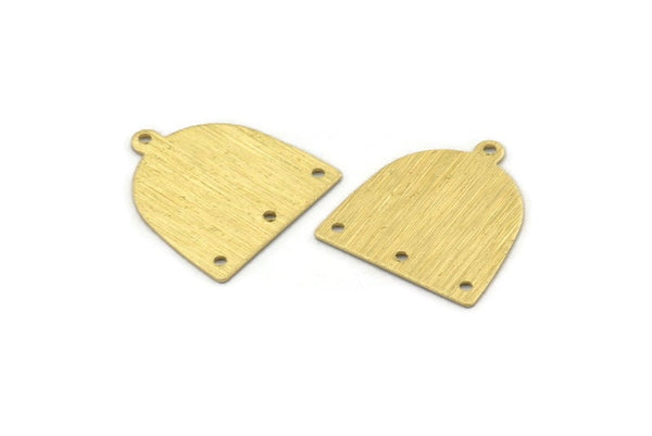 Brass D Shape,  24 Textured Raw Brass D Shape Charms With 1 Loop And 3 Holes (18x17x0.50mm) M01378