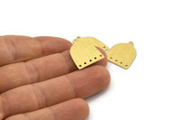 Brass D Shape,  24 Textured Raw Brass D Shape Charms With 1 Loop And 5 Holes (18x17x0.50mm) M01379