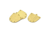 Brass D Shape,  24 Textured Raw Brass D Shape Charms With 1 Loop And 5 Holes (18x17x0.50mm) M01381