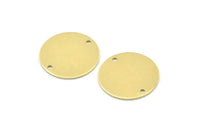 Brass Round Charm, 12 Raw Brass Round Connectors With 2 Holes, Blanks (20x0.70mm) M01362
